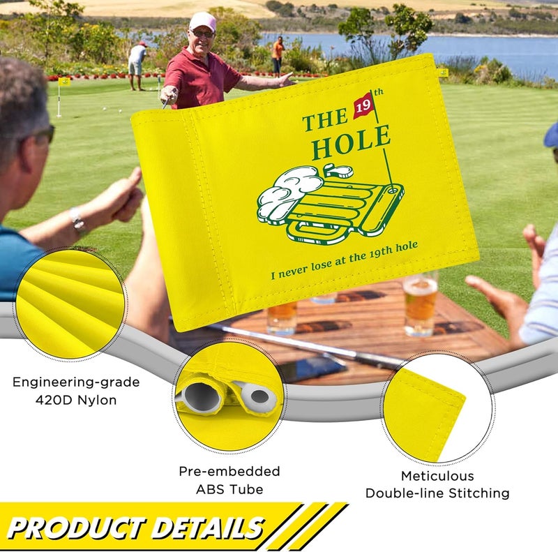 KINGTOP 19th Hole Golf Flag for Backyard Practice Putting Green, PGA Junior Standards, Double Sides 420D Nylon with Tube Insert, 6x8 Inch - Image 2